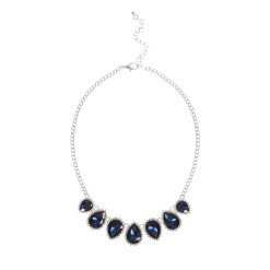 Silver And Navy Jewel Necklace