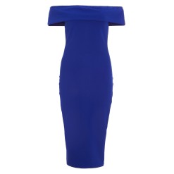 Royal Blue Bardot Bodycon Midi Dress