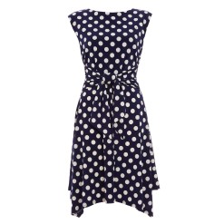 Navy And Cream Polka Dot Skater Dress