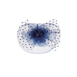 Navy Large Flower Net Fascinator