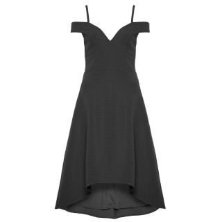 Black Sweetheart Neck Strappy Bardot Dress