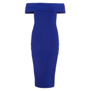 Royal Blue Bardot Bodycon Midi Dress